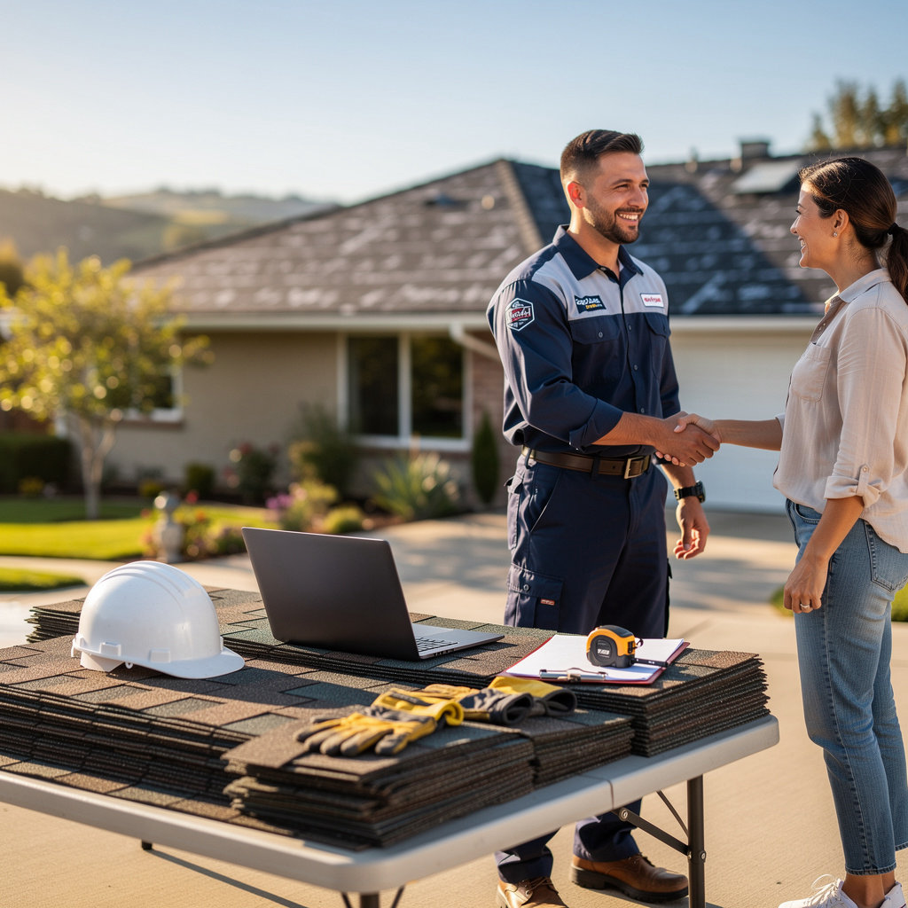 American West Roofing Contractors team inspecting a residential roof in Thousand Oaks, CA